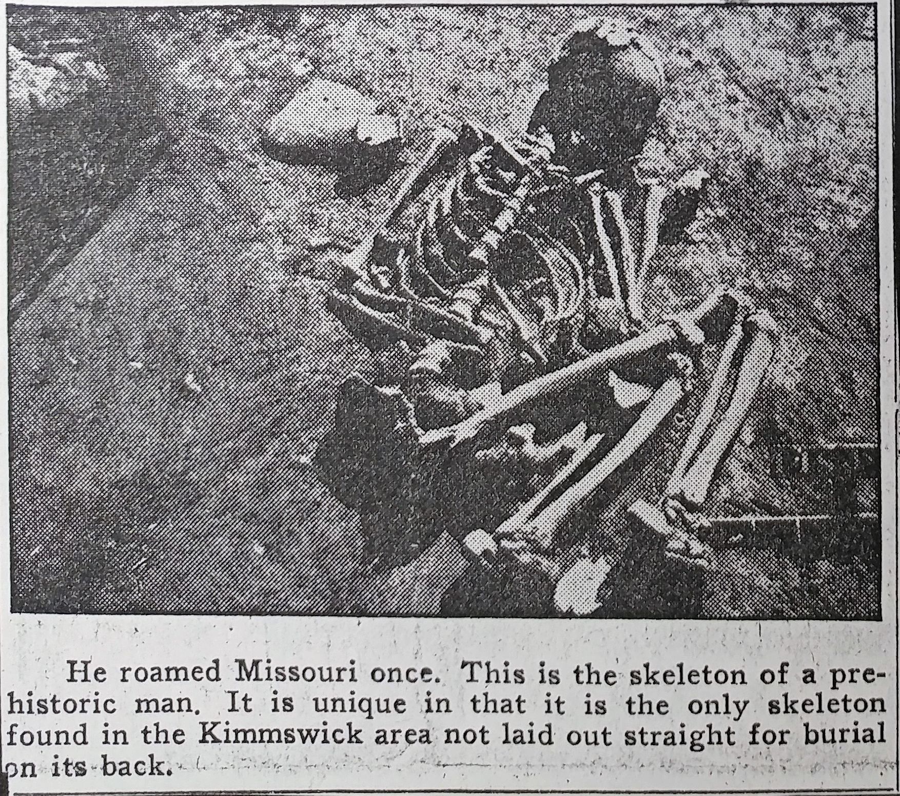 Skeleton of prehistoric man